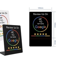 Support de table NFC pour avis Google, carte de menu, vente en gros, support de menu de table en forme de L RFID NFC, présentoir PVC noir et blanc