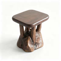 Tabouret rustique en bois massif de racine de cèdre naturel et de Tali jaune, siège en souche d'arbre fait main pour la décoration de table basse de salon