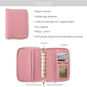 Hongbo nouveau meilleur vendeur 4 couleurs A7 cuir <span class=keywords><strong>de</strong></span> galet Zippy Budget Binder portefeuille avec bracelet disponible comme sac à reliure à anneaux - Product Image 5