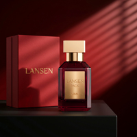 Flacon de parfum en verre vide de luxe 30ml 50ml 100ml, rouge rubis, octogonal, avec capuchon animal personnalisé et couvercle doré