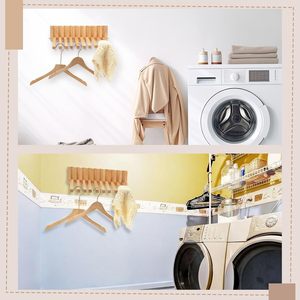 Porte-manteau mural pliable en bois de hêtre, moderne et portable pour salon, 42,5x43cm, gain de place - Product Image 6