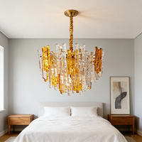 Lustres suspendus modernes de luxe en verre cristal doré pour salon, chambre et décoration de salle de conférence
