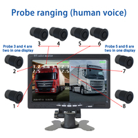 Sistema de Sensor de aparcamiento de autobús y camión personalizado, zumbador AHD, Monitor IPS de 7 pulgadas, 720P, 2 cámaras, 8 sensores, cámara de marcha atrás con pantalla