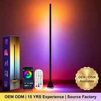 Lampe de sol d'angle LED en aluminium avec application intelligente de synchronisation musicale moderne, télécommande 2.4G, lumière d'ambiance changeante de couleur