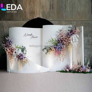 LEDA White Curved Shape Acrylic Party <b>Backdrop</b> Pvc Wedding Door Arch <b>Stand</b> <b>Backdrop</b> Event Decoration Party 3D Decoration Wall - Product Image 1