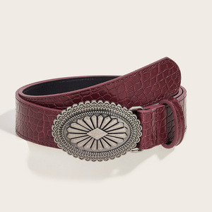 <span class=keywords><strong>Ceinture</strong></span> pour <span class=keywords><strong>femme</strong></span> en PU, texture crocodile, <span class=keywords><strong>ceinture</strong></span> de taille avec boucle <span class=keywords><strong>argentée</strong></span> vintage, réglable, rouge, accessoire de mode pour robes et pantalons - Product Image 4