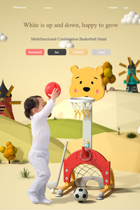 Ensemble <span class=keywords><strong>de</strong></span> basketball portable Bear avec panier et but <span class=keywords><strong>de</strong></span> football réglables en hauteur, jouet <span class=keywords><strong>de</strong></span> terrain intérieur/extérieur pour enfants - Product Image 3