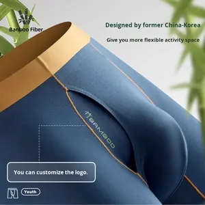 Men's Mid-Rise Bamboo Fiber Underwear Extended Sports Anti-Wear <strong>Boxer</strong> <strong>Briefs</strong> Seamless Breathable Open Crotch Waist Mid-Waist - Product Image 4