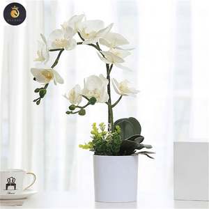 M069 ขายส่ง<span class=keywords><strong>Dendrobium</strong></span> Cattleyaกล้วยไม้พืชผ้าไหมที่เก็บรักษาไว้สีขาวPhalaenopsisกล้วยไม้หม้อประดิษฐ์กล้วยไม้ในหม้อ - Product Image 3