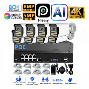 HiEasy 8CH POE AI Face Recognition Vehicle Detection People Counting IP66 5MP 8MP <b>4K</b> NVR Kit Surveillance <b>CCTV</b> Camera System - Product Image 1
