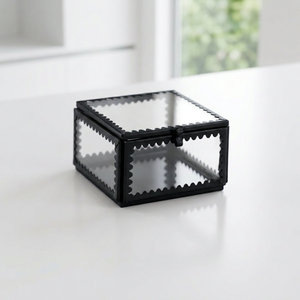Boîte de rangement pour bijoux en verre carrée miniature de luxe moderne avec bordure design, vente en gros - Product Image 6