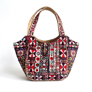 Bolso Tote de Algodón con Patrón Geométrico Tribal Bohemio, con Dos Asas, Bordado a Mano, Diseño Vintage para Viaje - Product Image 1