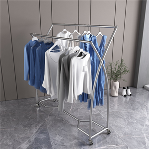 Expositor de Ropa Moderno con Estructura de Hierro, Estante Extraíble, Tipo de Suelo, <span class=keywords><strong>Perchero</strong></span> y Ganchos para Abrigos - Product Image 3