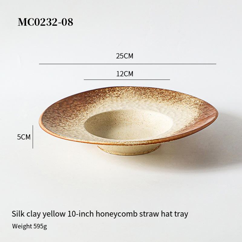 Plateau chapeau de paille nid d'abeille beige