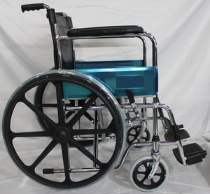 Sedie a rotelle portatili manuali per anziani pieghevoli durevoli con ruote in plastica con telaio in acciaio - Product Image 4