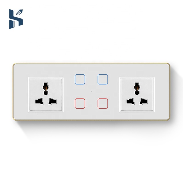 4gang 8gang Touch Panel 10A for ZigBee Smart Light Switch Universal Socket Indian Standard 234x86mm Tempered Glass Fan Speed