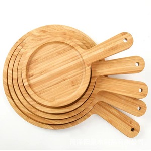 Ensemble d'assiettes à steak en bambou, plateau rond pour servir la pizza, le pain, le gâteau, le thé, les pâtisseries, la nourriture occidentale, style simple, 4 tailles - Product Image 1