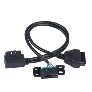 Obd alat inspeksi 1 hingga 2 kabel ekstensi dan konektor wanita 16pin 12v 24v alat diagnostik mobil Antarmuka adaptor mobil