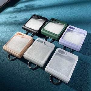 สำหรับ Samsung Z เคสโทรศัพท์แบบมีห่วงใส่ป้องกันการขีดข่วนพับได้สำหรับ <span class=keywords><strong>Galaxy</strong></span> <span class=keywords><strong>ZFlip3</strong></span> 4สัมผัสผิวฝาหลังเคสตั้งแหวนพับ - Product Image 1