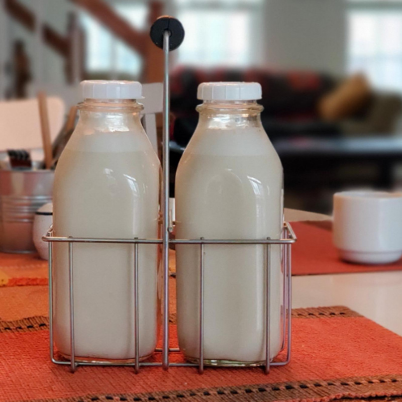 Fashion clear Glass Milk Juice Beverage Bottle   milk bottle glass  With  Cap