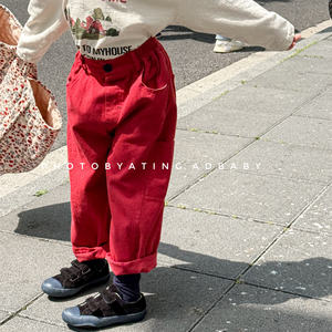 Salopette in cotone lavato stile coreano per bambini Huzhou Zhili Autunno 2026, con elastico in vita e vita alta, morbida, per bambine e bambini - Product Image 4