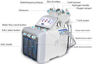 Best Hydrodermabrasion <b>Oxygen</b> Jet Facial <b>Machine</b> 6-in-1 Wrinkle Pigmentation Removal Hydrating Skin Lightening Whitening - Product Image 2