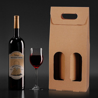 Caja de Regalo para Vino Tinto de Papel Kraft Rígido XIYU con Impresión UV, Embalaje de Doble Pared Grueso Corrugado con Asa para Navidad