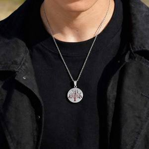 Collana <span class=keywords><strong>con</strong></span> Albero della Vita in Acciaio Inossidabile, Design Unisex, Personalizzabile <span class=keywords><strong>con</strong></span> Foto, Gioielli di Nicchia su Misura MGXL561 - Product Image 3