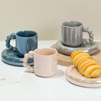 Ensemble tasse et soucoupe en céramique électro-plaquée créative personnalisée Ybh 300 ml, style nordique, passe au lave-vaisselle et au micro-ondes, cadeau