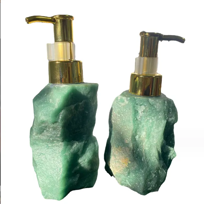 Işık lüks doğal toz kristal taş basınç şişesi high-end yeşim doğal ambalaj yaratıcı vücut yıkama basınç şişesi
