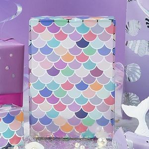 Purple glowing star-shaped shell mermaid scale <b>pattern</b> aluminum-coated <b>paper</b> packaging <b>paper</b> for girl kid baby shower - Product Image 3
