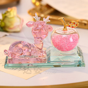 Adorno de Cristal con Forma de Ciervo, Color Rosa, Cristal Artificial, Decoración para el Hogar, Regalo para Parejas y Amigos - Product Image 1