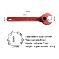 Marteau d'incendie robuste en acier moulé peint, à ouverture étoile à cinq branches, profondeur 40 mm, 370x100 mm, pour l'entretien des hydrants hors sol