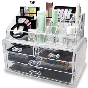 Clear Acrylic Makeup Organizer Storage Boxe Plastic Make Up Organizer For Cosmetics Lipstick Organizer home Storage Drawers type