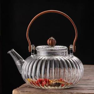 High Quality Pumpkin Inspired 700ml High Borosilicate Glass Handmade Eco-Friendly Food Grade <strong>Hob</strong> Compatible <strong>Kettle</strong> Teapot for - Product Image 4