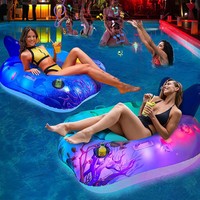Nouveau transat gonflable en PVC lumineux avec dossier, support de verre LED pour piscine, radeau flottant, lit flottant LH2024120201 CN