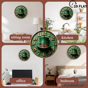 Round Wooden Wall <b>Clock</b> 25cm Rustic Texture Silent Non Ticking Farmhouse Living Room Decor - Product Image 3