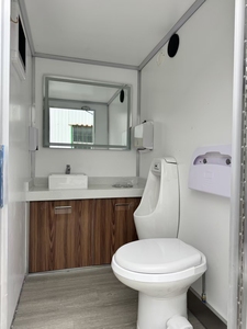 Toilettes mobiles de luxe climatisées en conteneur, remorque de salle de bain portable d'extérieur au design postmoderne - Product Image 4