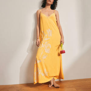 ชุดเดรสยาวผ้าฝ้ายปักลายดอกไม้แขนกุดน่ารักสำหรับผู้หญิงชุดเดรสฤดูร้อนงาน OEM ตามสั่ง - Product Image 2