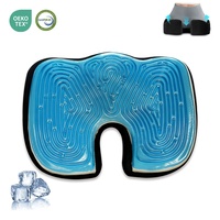 Coussin de siège en mousse à mémoire de forme avec gel rafraîchissant et respirant en forme de U, housse amovible, certifié OEKO-TEX, pour le bureau, les jeux et les fauteuils roulants