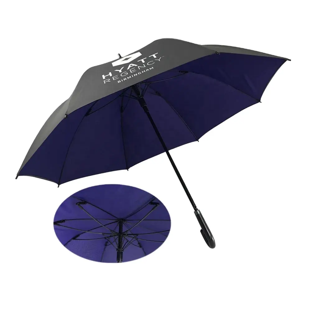 27-дюймовый прямой автоматический открытый фиолетовый и серый Ветрозащитный Зонт с двойным навесом