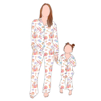 Ensemble de pyjamas personnalisés populaires 2 pièces en fibre de protéine de lait douce et confortable à manches longues pour maman et moi