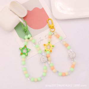 Nouveau tacheté acrylique pentagramme porte-clés pendentif créatif coloré perle chaîne accessoires étui pour écouteurs décoration - Product Image 4