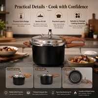 Casserole à pression avec poignée en bois, en acier inoxydable durable, avec poignée en bois anti-brûlure, conception de libération de pression sécurisée