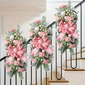 New Cross-Border Christmas Inverted Stairway Design Flocked <b>Pvc</b> Cloth Artificial Wreath European Style Door Hanging Decor - Product Image 1
