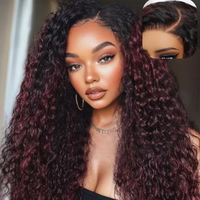 Großhandel Wasserwelle 13x4 Pre Everything Lace Frontal Perücke mit dunklen Wurzeln dunkles Pflaumen haar 7x5 Perücken Echthaar Lace Front