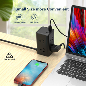 SAA phê duyệt AU cắm 6 cách mở rộng ổ cắm USB 2A + C điện tăng bảo vệ thông minh cube Power Strip với 1.65m Cáp trắng - Product Image 6