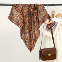 Nouvelle Écharpe Carrée Tendance pour Femme, Style Rétro, Tons Bruns, en Satin 70cm, Imprimé Léopard, Zèbre, Pois, Toucher Soie, Dernière Mode