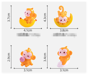Con khỉ nhỏ dễ thương với mặt trăng chuối đào động vật bức tượng số lượng lớn động vật nhỏ bên ủng hộ mùa hè bánh Topper vườn tượng đồ chơi - Product Image 2