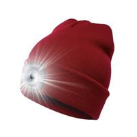 USB ricaricabile a LED luce notturna di corsa ciclismo torcia invernale in acrilico berretto cappello a maglia con ricamo 3D per uomo e donna